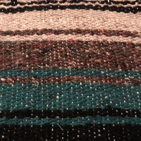 EARTH RAGZ Indian Blue Black ￼White Metallic Southwestern Throw Blanket 48”x 68” - Picture 4 of 8